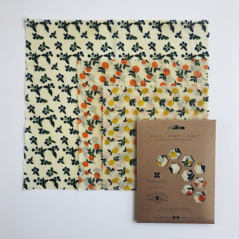 Vintage Fruit Beeswax Wrap 3-Pack | sustainable products